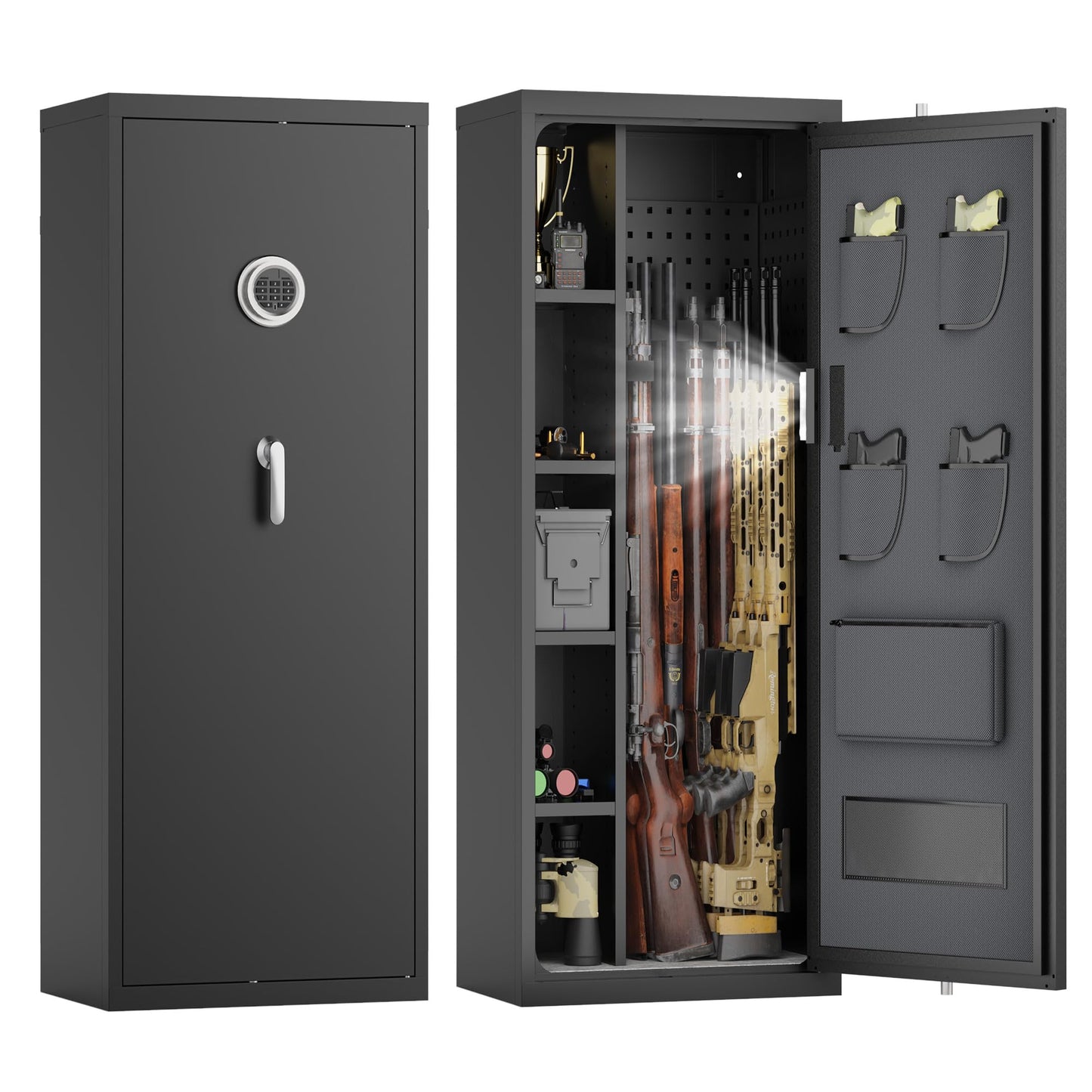 Eltean 14-15 Large Gun Safe for Rifles and Pistols,Gun Cabinet with Quick-Access Digital Lock and Adjustable Gun Racks,Rifle Safes for Home with 4 Adjustable Shelves and 4 Holsters