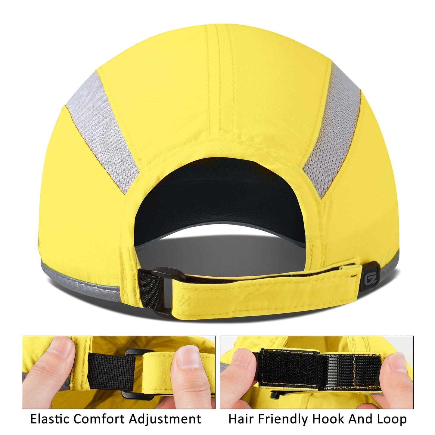 GADIEMKENSD Baseball Cap Nylon Running Cap Outdoor Sports Hat for Men Women Adjustable Quick Drying Reflective Foldable UPF50+ Breath Mesh Water Repellency Race Performance Lightweight Yellow