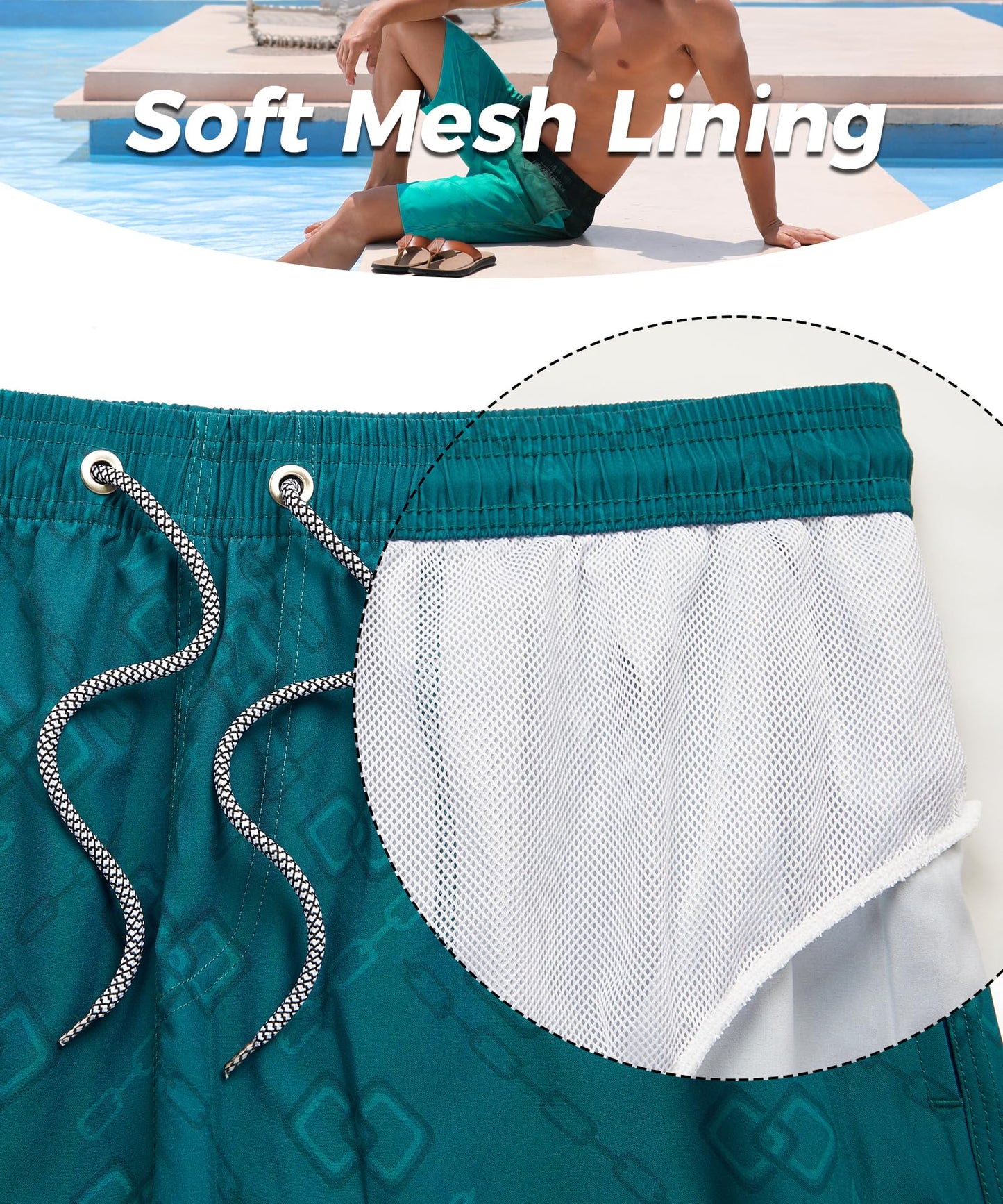 ELETOP Men's Swim Trunks with Mesh Liner 9 Inch Beach Bathing Suit