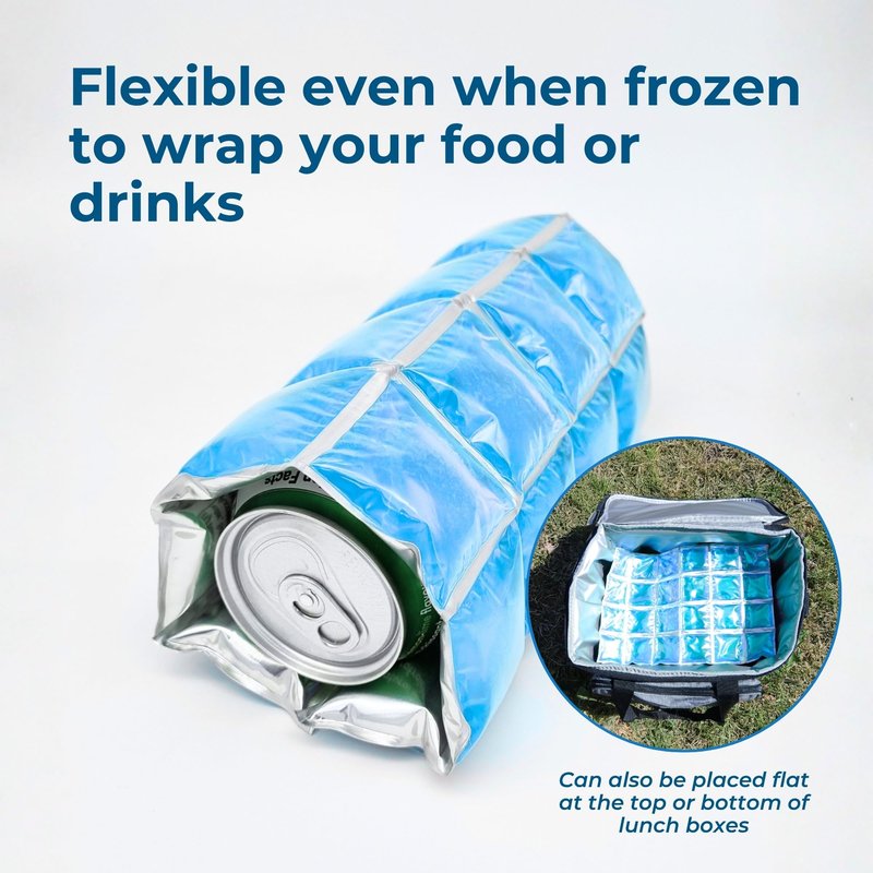 ICY-COOLS Reusable Ice Packs for Coolers - Flexible Ice Sheets, Flat and Long-Lasting for Camping or Lunch Boxes, 8x12, 1 Pack (Blue)