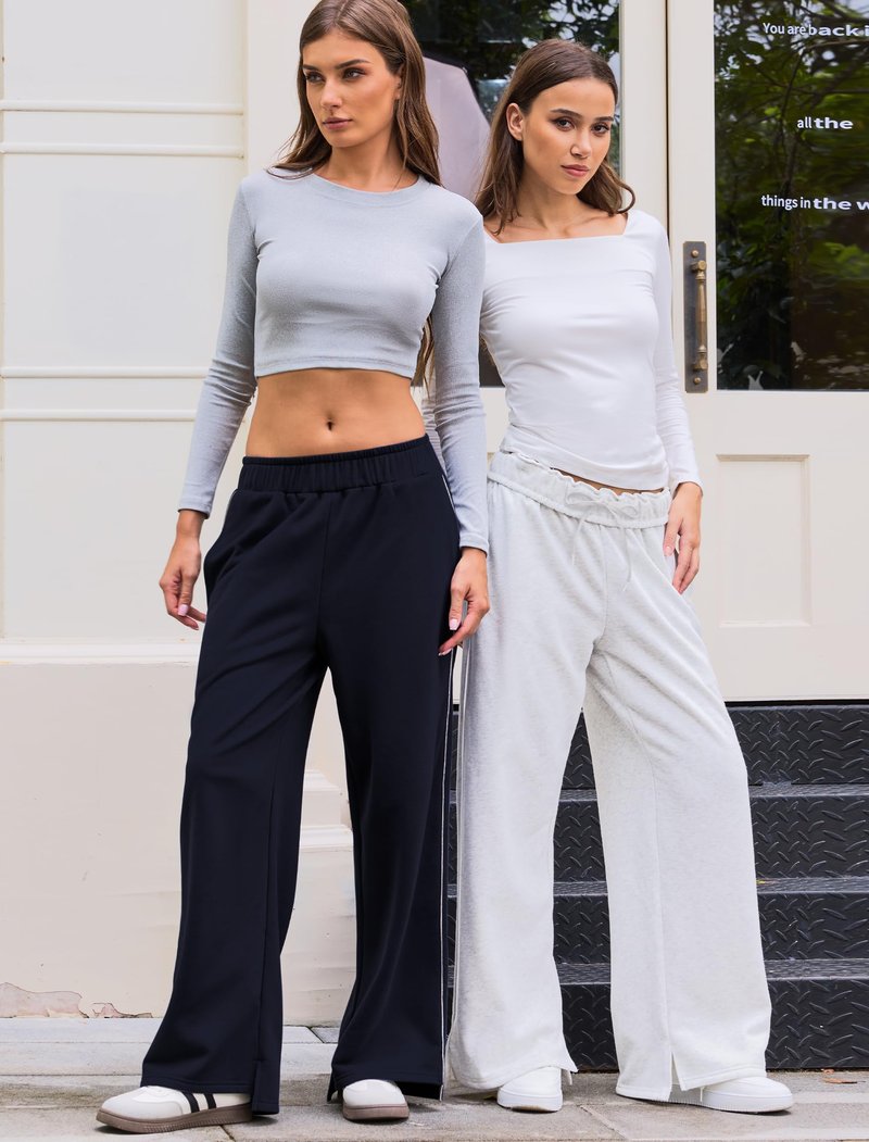 IWD Wide Leg Sweatpants for Women High Waisted Baggy Lounge Pants Interior Drawstring Sweat Pants with Pockets Light Floral Gray X-Large