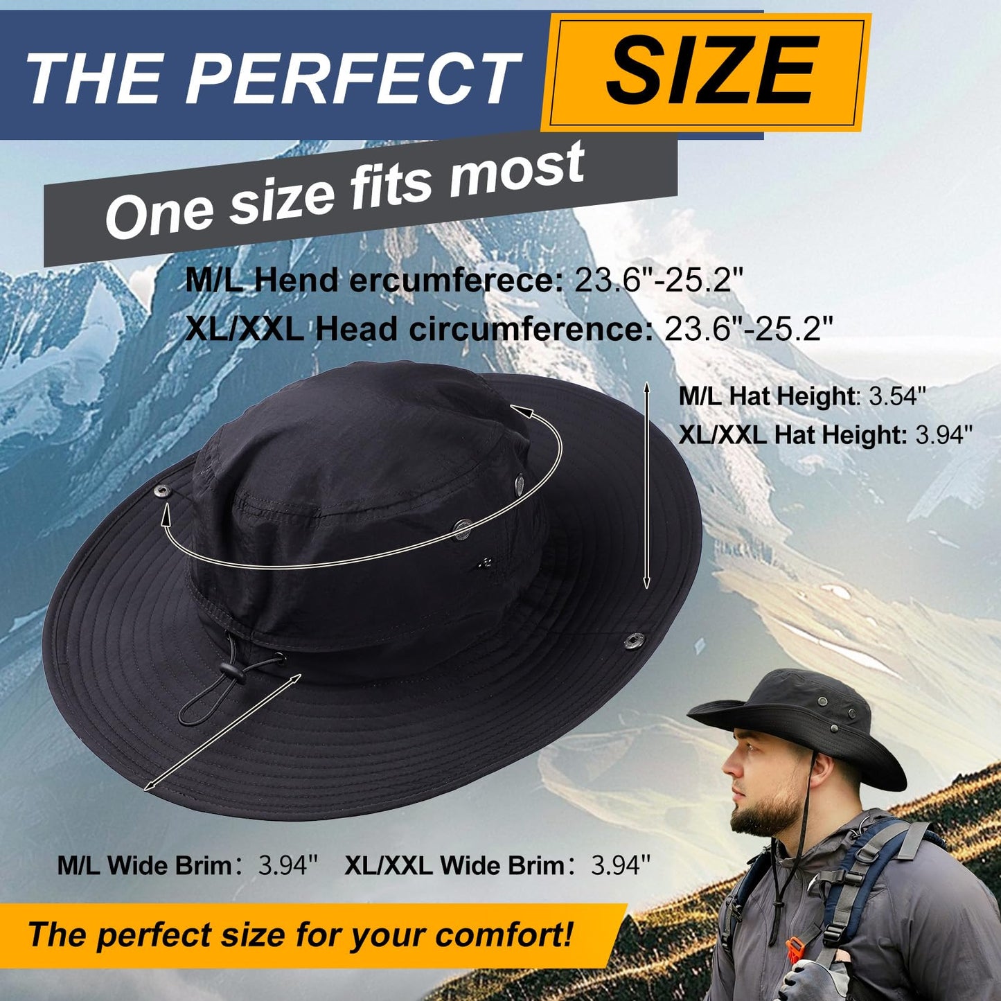 XL XXL Large Oversize UPF 50 Sun Hats Wide Brim Summer Safari Hat Fishing Hiking Boonie Hats for Men Big Head Waterproof Army Green X-Large XX-Large