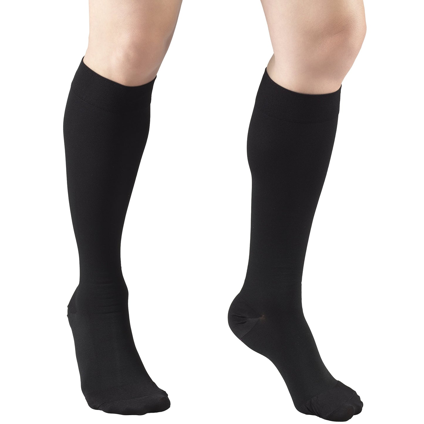 Truform 30-40 mmHg Compression Stockings for Men and Women, Knee High Length, Closed Toe, Black, Large