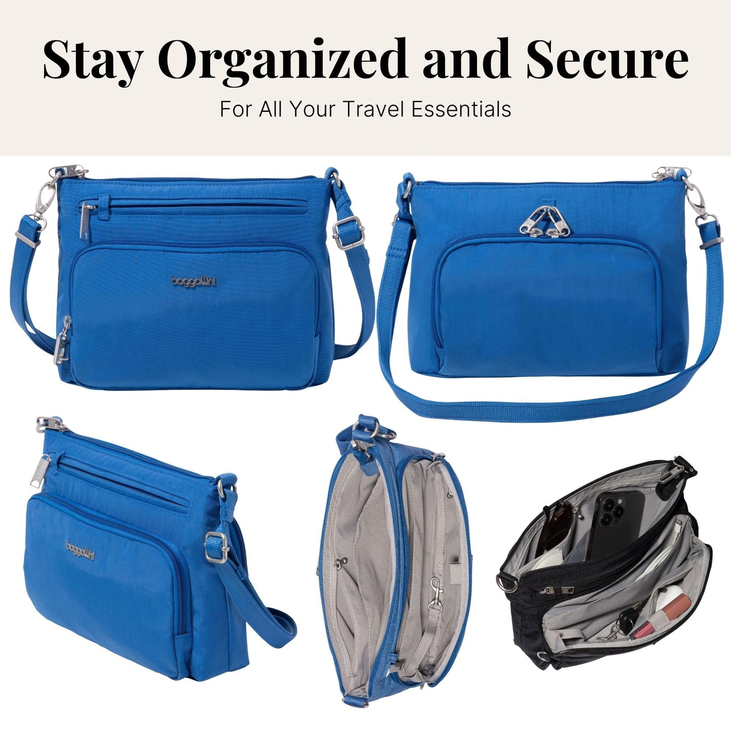 Securtex Anti-Theft Keepsake Crossbody - 9.8”x7”x1.9" Travel Safe Bag w/Locking Zippers, Slash-Resistant, RFID