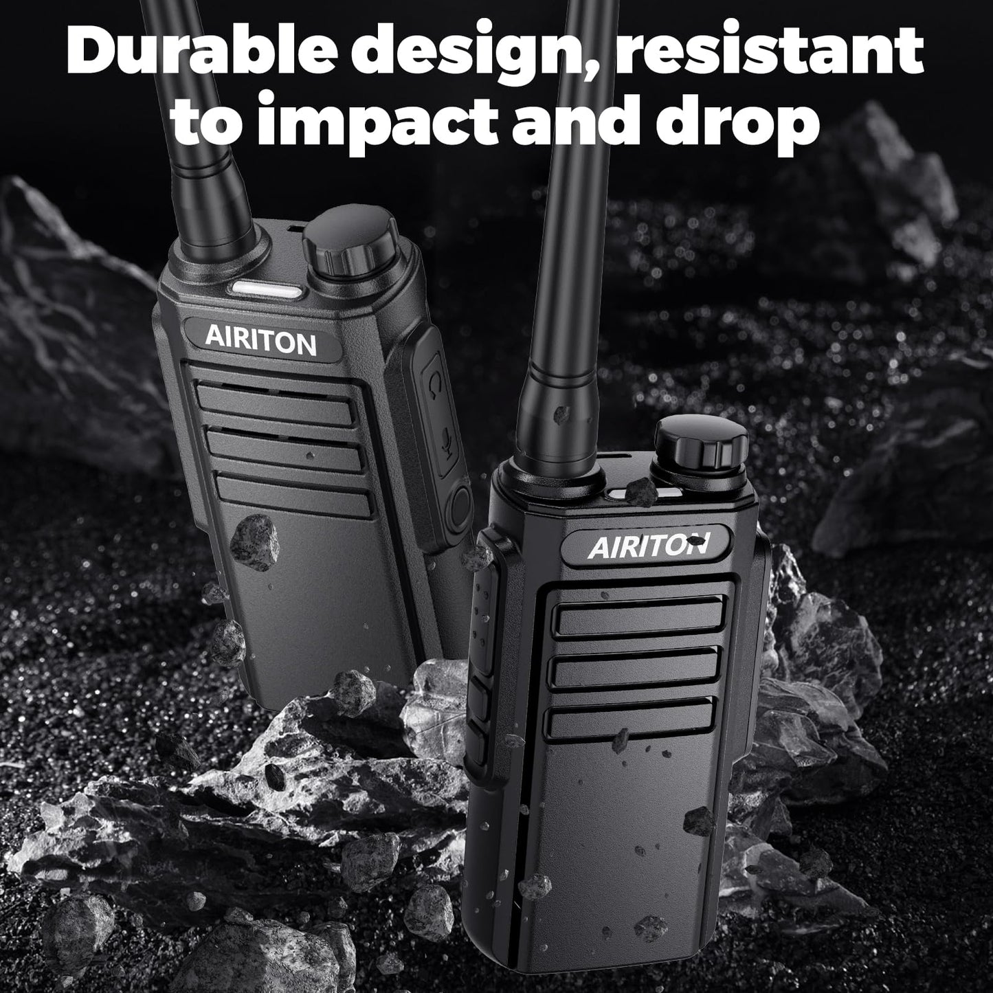 Walkie Talkies Long Range for Adults, Airiton Radio Rechargeable Walkie Talkie UHF Two Way Radio with 1500mAh Li-ion Battery USB-C Charger VOX Walky Talky for Hiking Cruises Camping (2Pack)