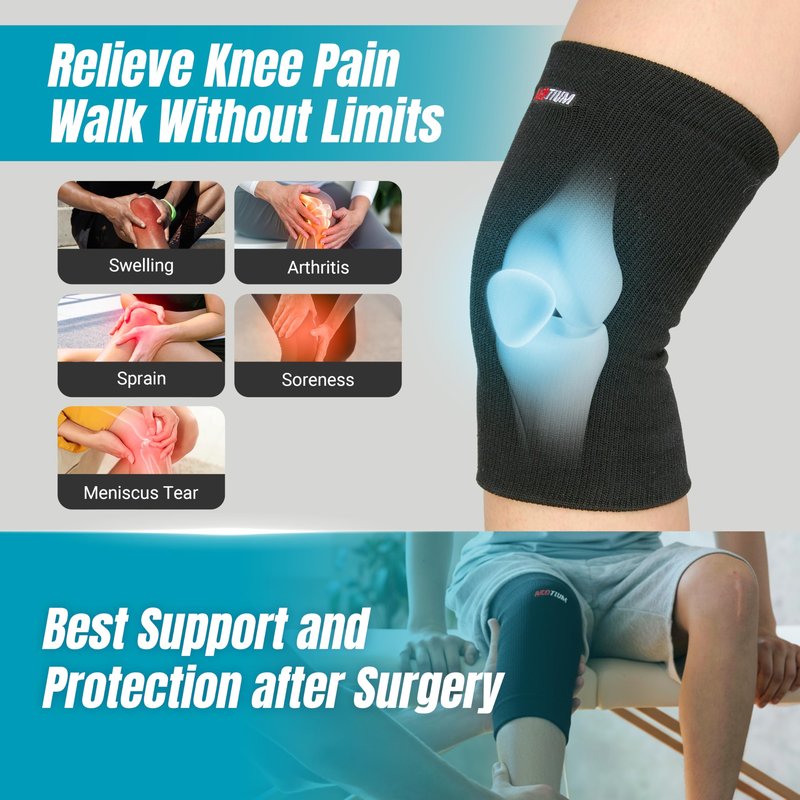 NeoTium Knee Warmers for Knee Pain Relief, Support, Circulation Improvement, Arthritis & Joint Pain - High Elastic Thermal Knee Sleeves for Men and Women (Pack of 2, L)