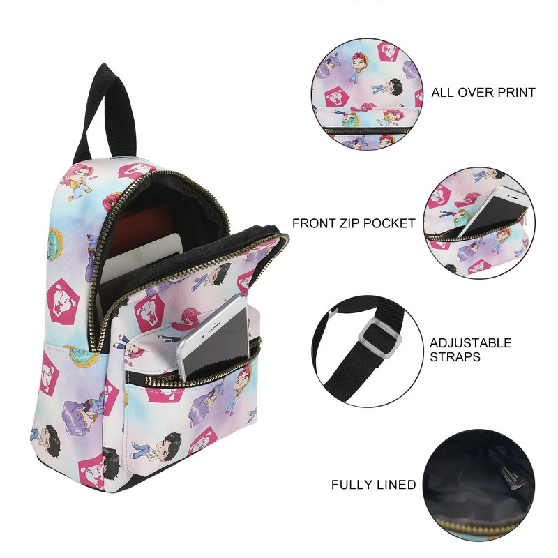 Bioworld KPop Demon Hunters Chibi Saja 9" Adult Blue & Pink Mini Backpack