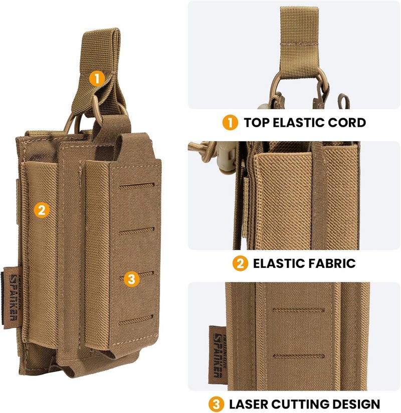 Tactical Open-Top Molle Mag Pouch for Pistol | Single/Double/Triple Capacity, Durable Design