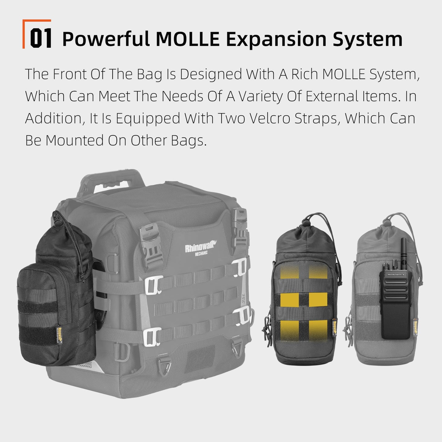 Rhinowalk Motorcycle Water Bottle Holder Bag Tactical Pouch with Drawstring Molle Insulated Bottle Bag Cool Powersports
