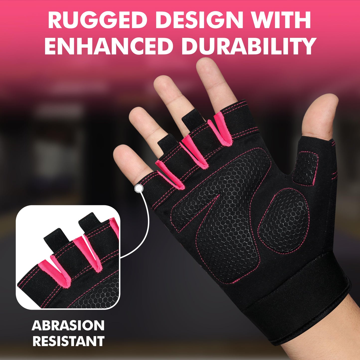 BFS IMPEX Gym Gloves for Weight Lifting,Workout Gloves with Full Palm Protection–Breathable Fitness Glove for Men & Women,Powerlifting,Crossfit,Pull Ups,Cycling,Gym Training (Pink, S)