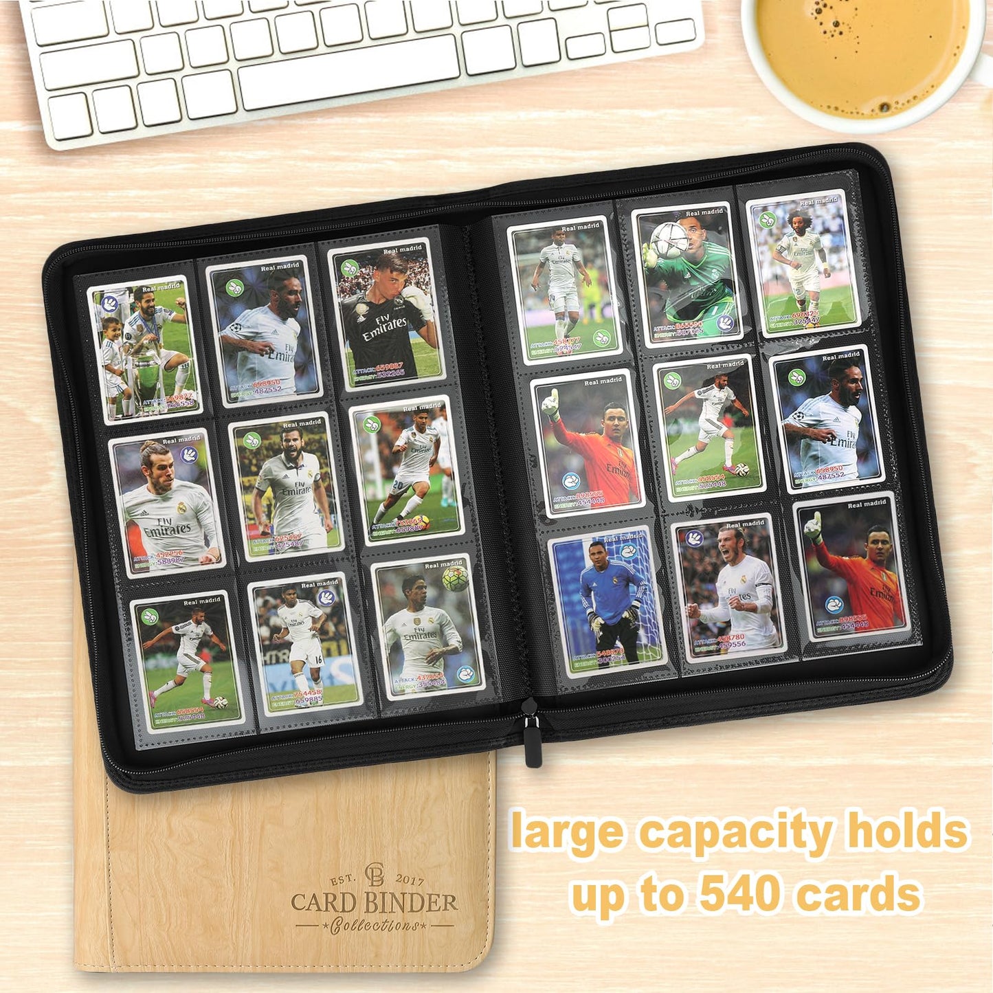 Foalgo 9 Pocket Card Binder, Premium Zip Trading Card Binder, 540 Double Sided Pocket PU Collection Binder, Collector Album, Card Folder for MTG, TCG, Sports Cards