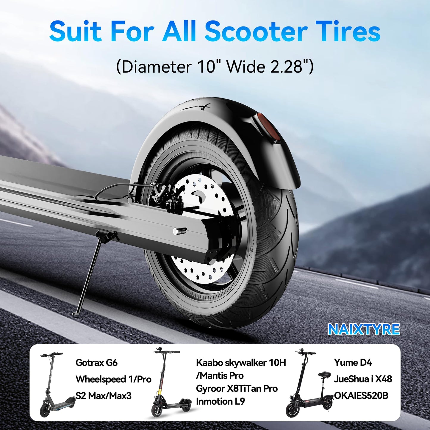 NAIXTYRE 10x2.5" Electric Scooter Tires, 60/70-6.5 Solid Tires for Electric Scooters., Replacement Wheels Compatible for Ninebot G30 Max/ G30 G30D/ G30LP Mobility Scooters（2PCS）