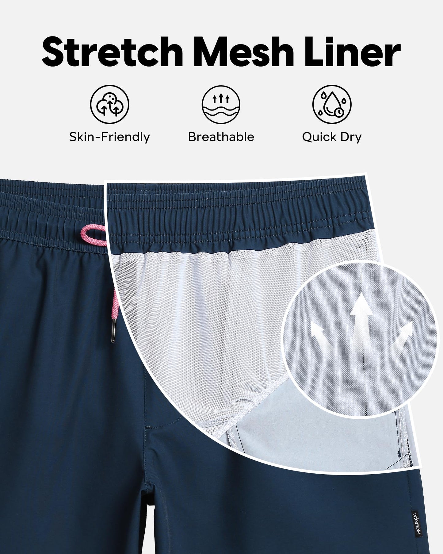 maamgic Mens Swim Trunks 5" Quick Dry Beach Shorts Stretch Swimming Trunks Board Shorts with Mesh Lining Zip Pockets Navy Large