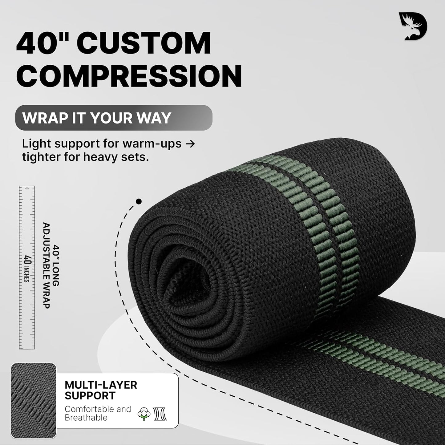 DMoose Fitness Elbow Wraps - Adjustable 40'' Compression Sleeves for Weightlifting, Joint Support & Tendonitis Relief | Pair