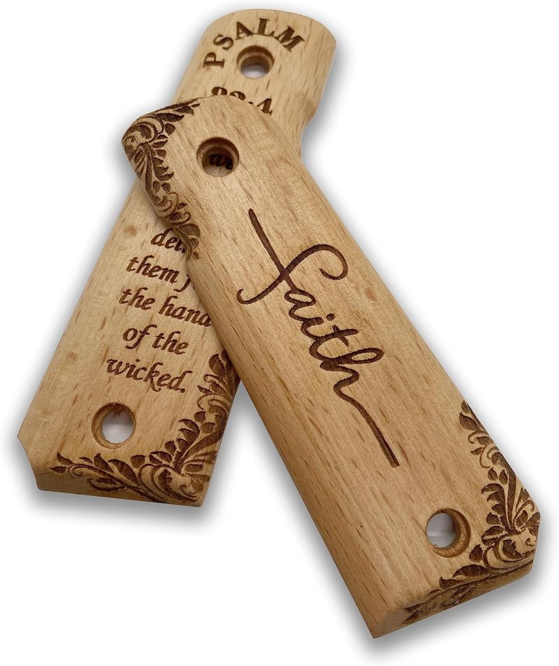 1911 Full Size Wooden Handgun Grips with Bible Verses - Fits Most 1911 Models | Durable & Stylish