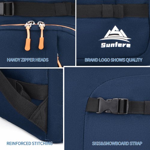 FeedMoo Ski Boot Bag Backpack 50L Waterproof Ski and Snowboard Boot Travel Luggage Snow Boots Bags Dark Blue for Youth Men Ski Helmet Goggles Gloves Skiing Gear Accessories(Dark Blue)