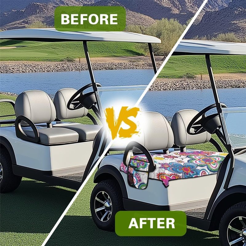 Flower Golf Cart Accessories for Men Women Golf Cart Seat Covers Anti Dust Golf Cart Protector Breathable Golf Cart Seat Cushion Cover Keep Your Cart Clean