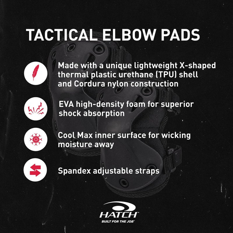 HATCH XTAK Tactical Military Elbow Pads, Black, One Size Fits Most