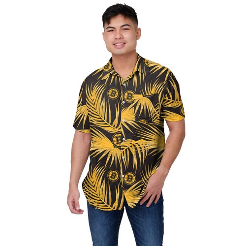 FOCO NHL Mens Floral Shirt: Boston Bruins, Medium