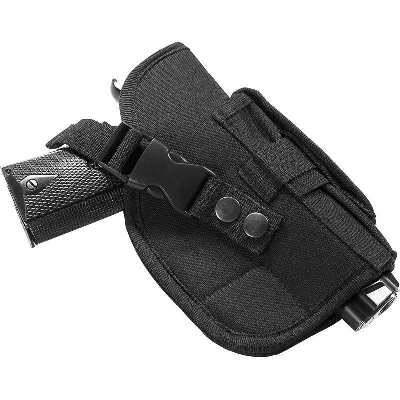 Barska Loaded Gear VX-200 Tactical Vest – Right Hand Holster, Adjustable Fit, Mag Pouches, Belt, ID Panel, Rescue Handle – Combat Vest for Airsoft or Training