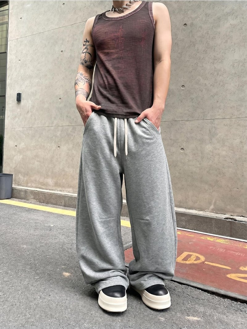 JEMLDL Men's Baggy Sweatpants Women's Streetwear Wide Leg Barrel Sweat Pants Oversized Fashion Long Pants with Pockets Light Gray Medium