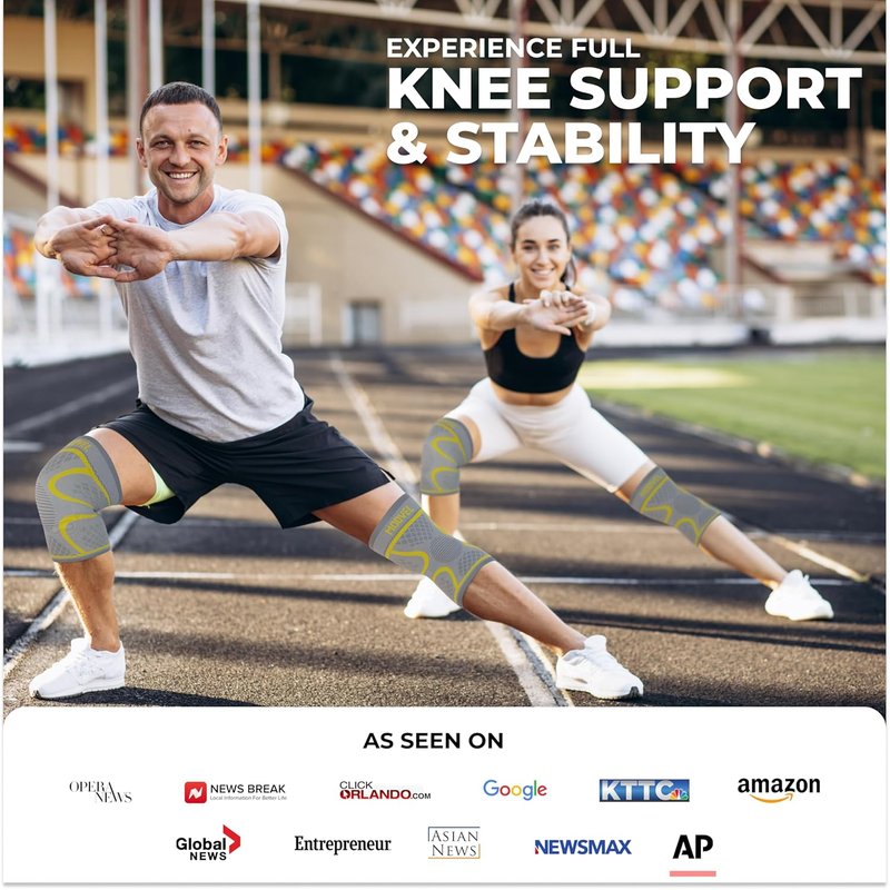Compression Knee Brace for Running & Pain Relief - 2-Pack Support Sleeves for Men & Women | Ideal for ACL, Meniscus Tear, Arthritis