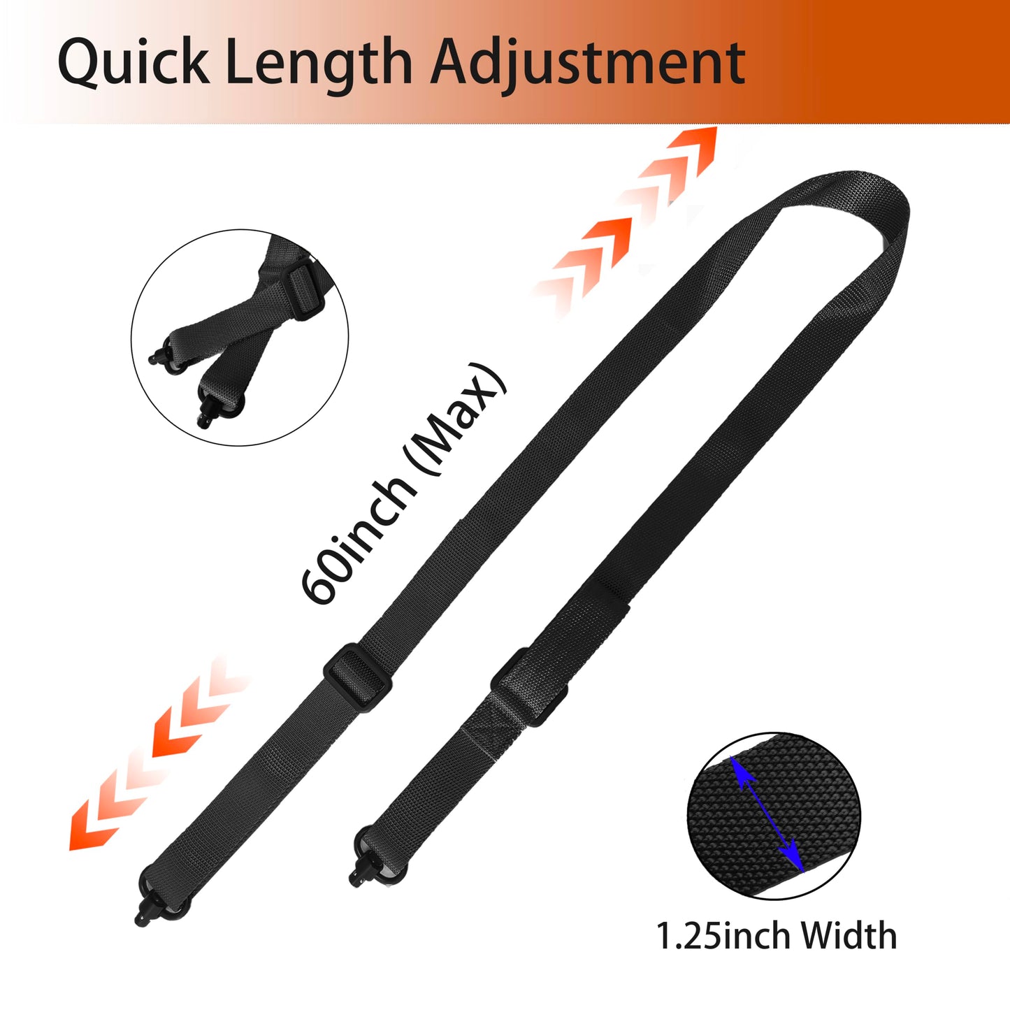ZJQY Two Point Traditional QD Sling with Sling Swivel and Quick Adjust Loop