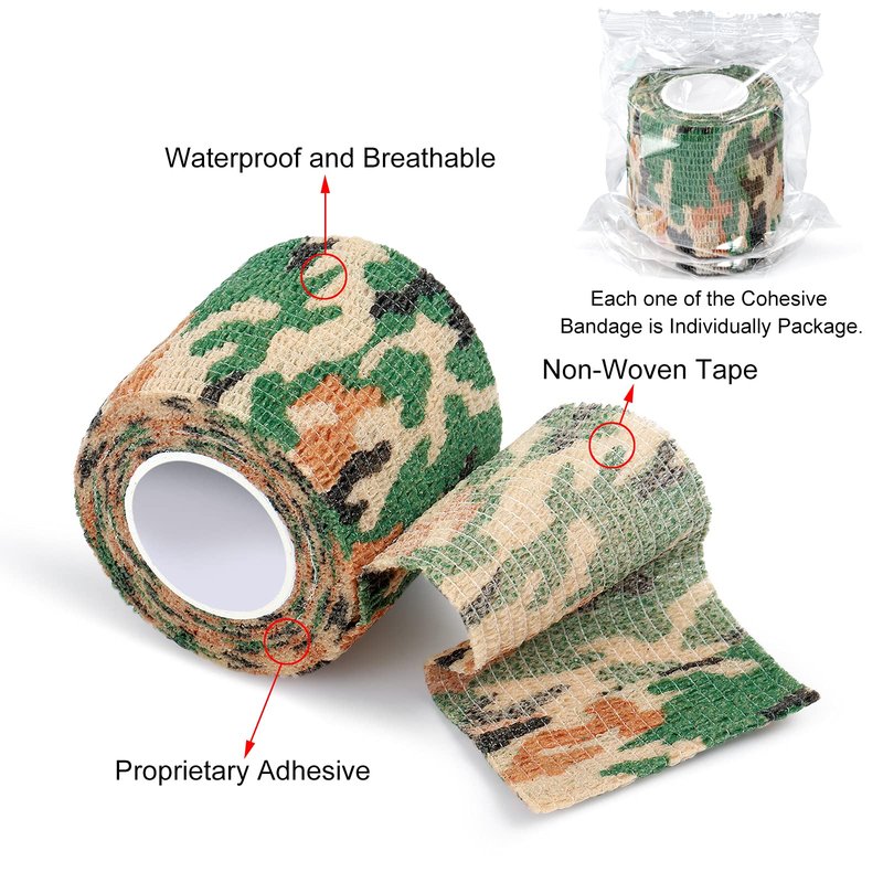 FRESINIDER 16 Rolls Self Adhesive Wrap Athletic Tape Gauze,Medical Bandage,Breathable Elastic Cohesive Bandage for Sports Injury & Pet (Camo)