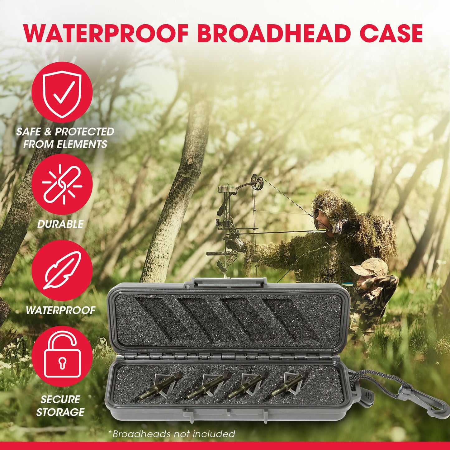 SKB Cases iSeries Hard Exterior Waterproof Watertight Arrow Broadhead Utility Case for Outdoor Camping, Fishing, and Hunting, Black (2 Pack)