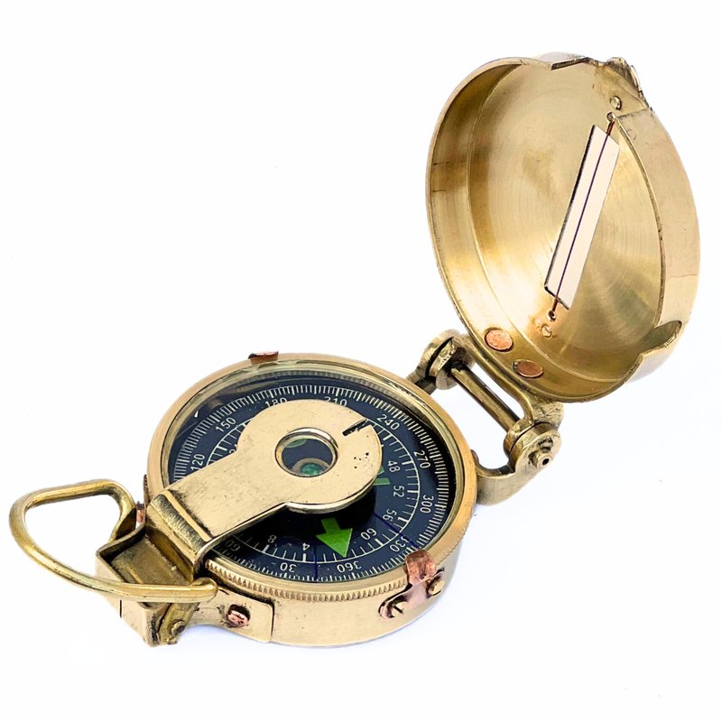 collectiblesBuy Vintage Old Style Military Compass Nautical Pocket Shiny Brass Navigational Instrument Pocket Compass | Engraved Gift for Husband, Son, Scouts, Camping, Hiking