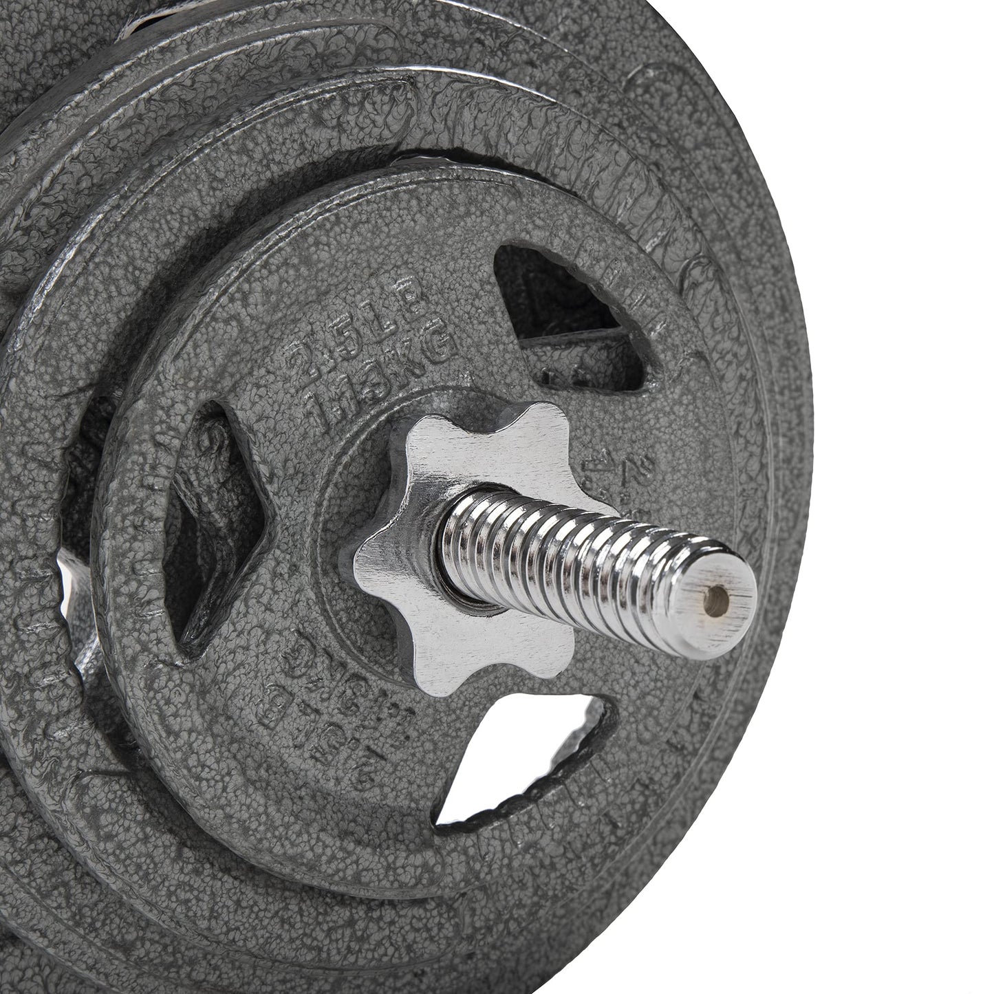 Cast Iron Standard Weight Plates Including 5FT Standard Barbell with Star Locks, 45-Pound Set (35 Pounds Plates + 10 Pounds Barbell), Silver