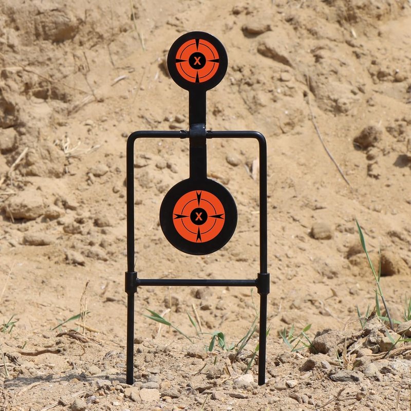 Highwild Double Spinner Shooting Targets - 3/8 Inch Thick Auto Reset Steel for Centerfire Handguns Up to .44 Magnum