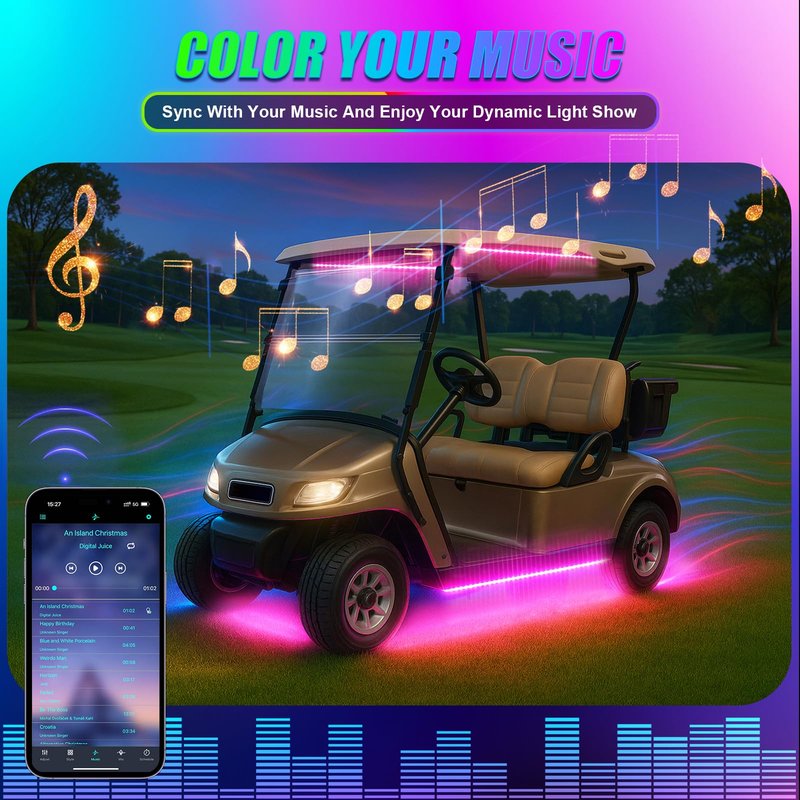 EXOEMTS Golf Cart Underglow Light Strip Kit, 9-16V Input Underbody Light Kit for EZGO Club Car Yamaha (4PCS-Golf Cart Underglow Light Strip Kit)