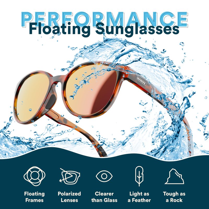 Rheos Wyecreeks Floating Polarized Sunglasses | 100% UV Protection | Boating & Fishing | Water Sport | Anti-Glare | Mens & Womens (Tortoise | Rose)