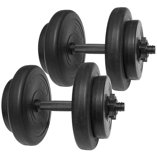 BalanceFrom Fitness 40 Pound 14 Item All Purpose Vinyl Weight Dumbbell Set with 2.5 Pound and 7.5 Pound Weights and Collar Locks, Black