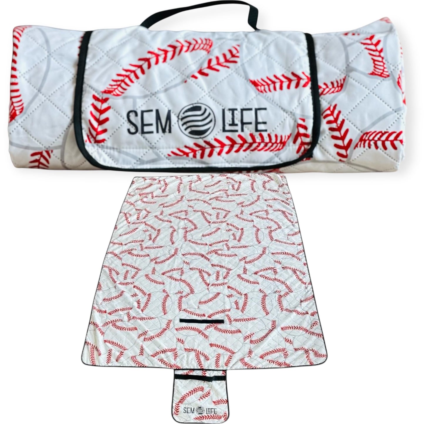 SEM LIFE Baseball Outdoor Stadium Blanket, Picnic Mat, X-Large 80 x 60 Inches, Reversible, Soft Fleece Lined, Baseball Games, Tournaments, Picnics, Gifts