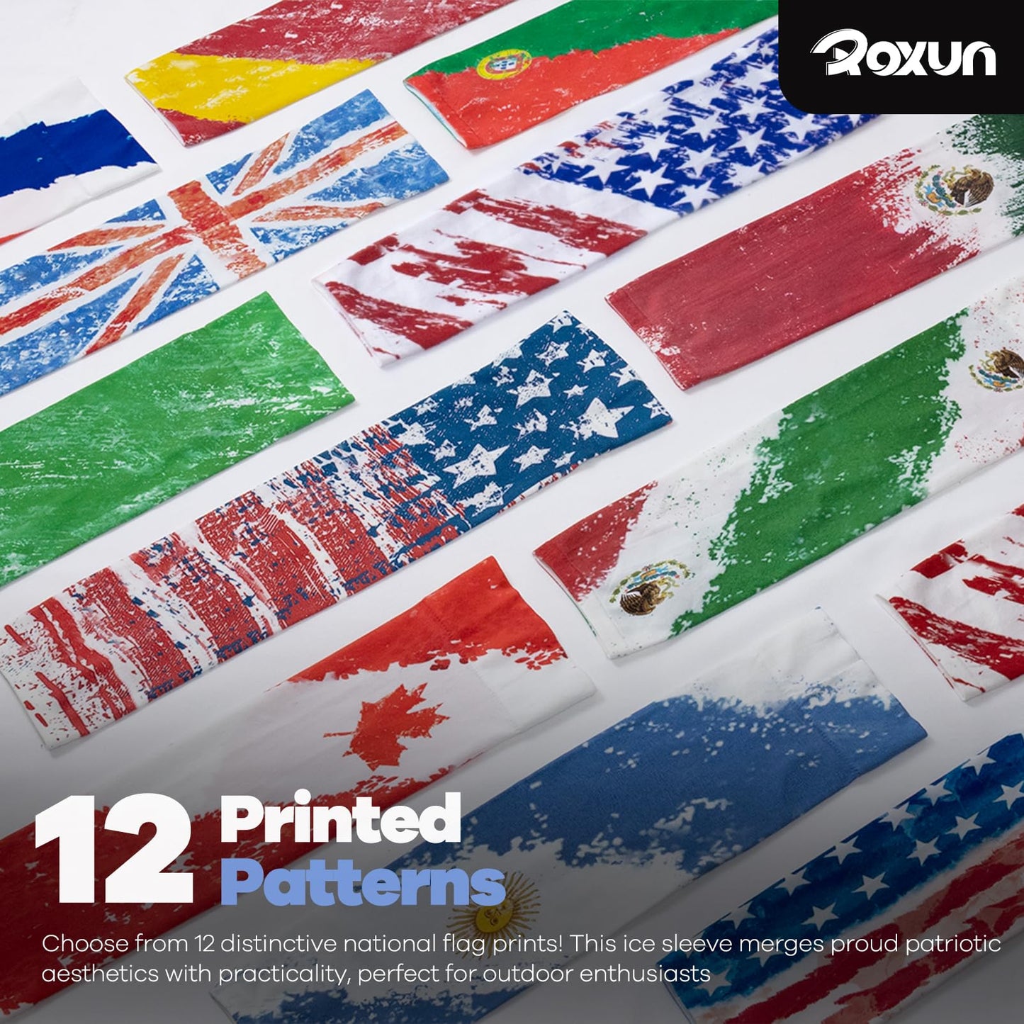 ROXUN 2 Pairs Flag Arm Sleeves Cooling UV Protection for Men Women Soccer Football Sports Argentina Flag