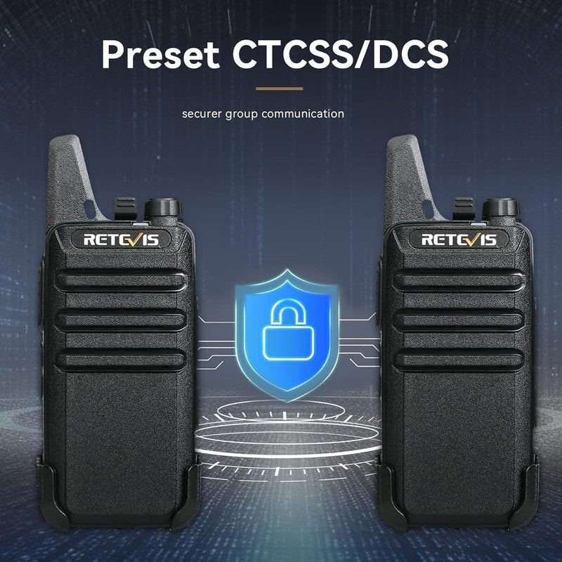Retevis RT22 Walkie Talkies - Long Range Rechargeable Two-Way Radio for Business | Handsfree VOX, Black, 10 Pcs
