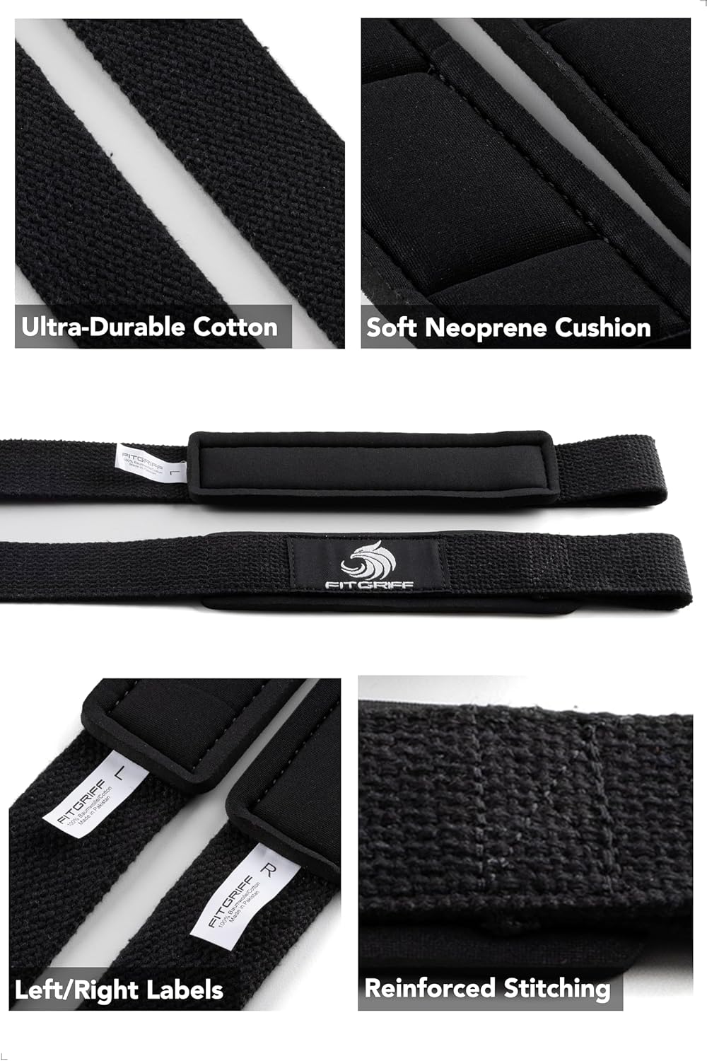 Fitgriff® Weightlifting Wrist Straps - Premium Cotton & Padded Support for Gym, Deadlift, Workout | Unisex Size