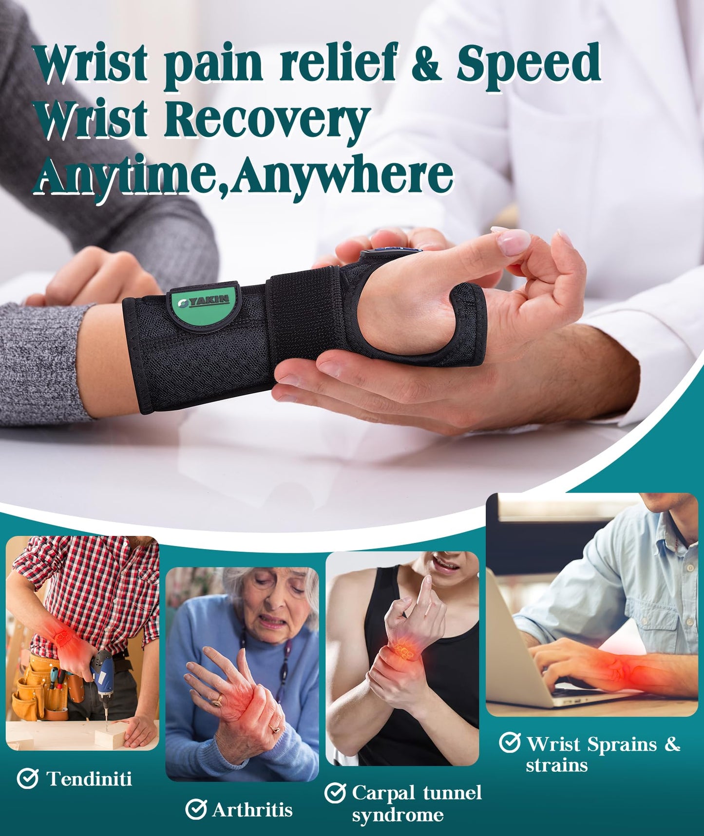 Oyakin Carpal Tunnel Wrist Brace Night Support,Wrist Splint Right Left Hand