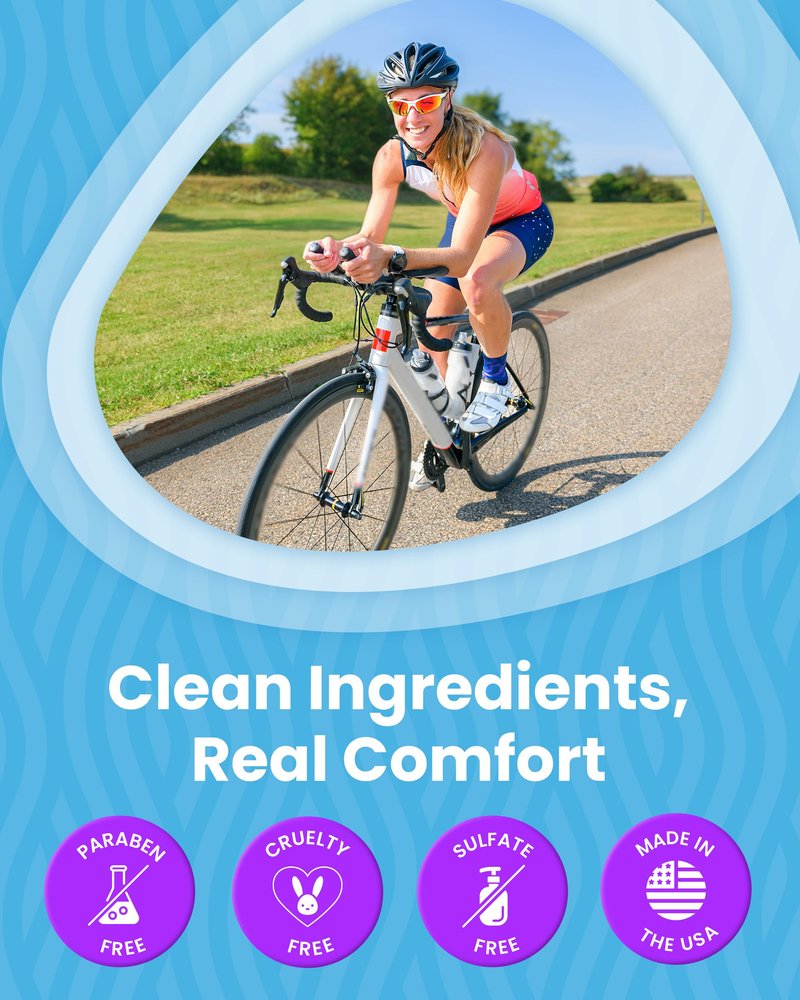 Hoo Ha Ride Glide Chamois Cream for Women & Men - Gentle Anti Chafing Formula with Lavender, Tea Tree Oil, Peppermint, & Eucalyptus Essential Oils - Ideal for Cycling, Running, Sports, & Workouts, 8oz