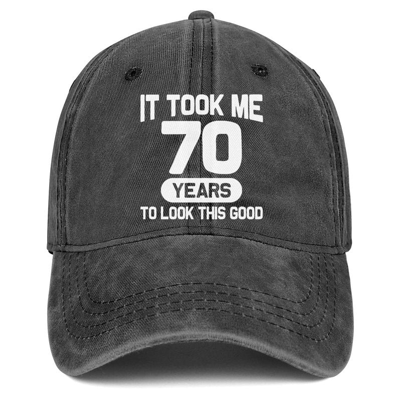 Traqueu 70th Birthday Gifts for Men Women 70 Year Old Birthday Gifts Ideas Decorations It Took Me 70 Years to Look This Good Hat Washed Cotton Hat