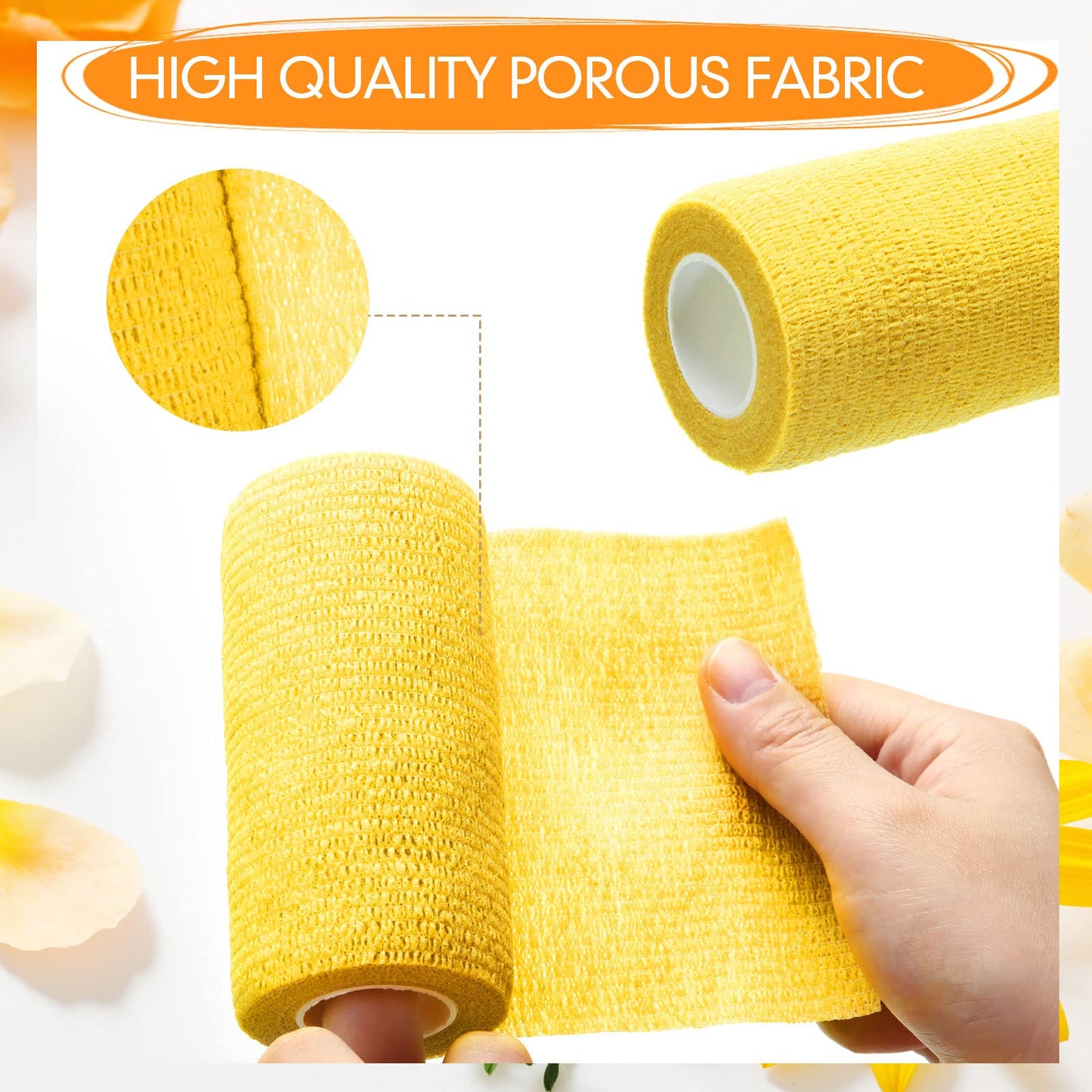 Newwiee 45 Rolls 4 Inch x 5 Yards Cohesive Bandage Tape Self Adhesive Bandage Elastic Stretch Athletic Tape Bulk Wrap Non Woven Self Adherent Wrap for Supply Wrist Sports, 45 Styles