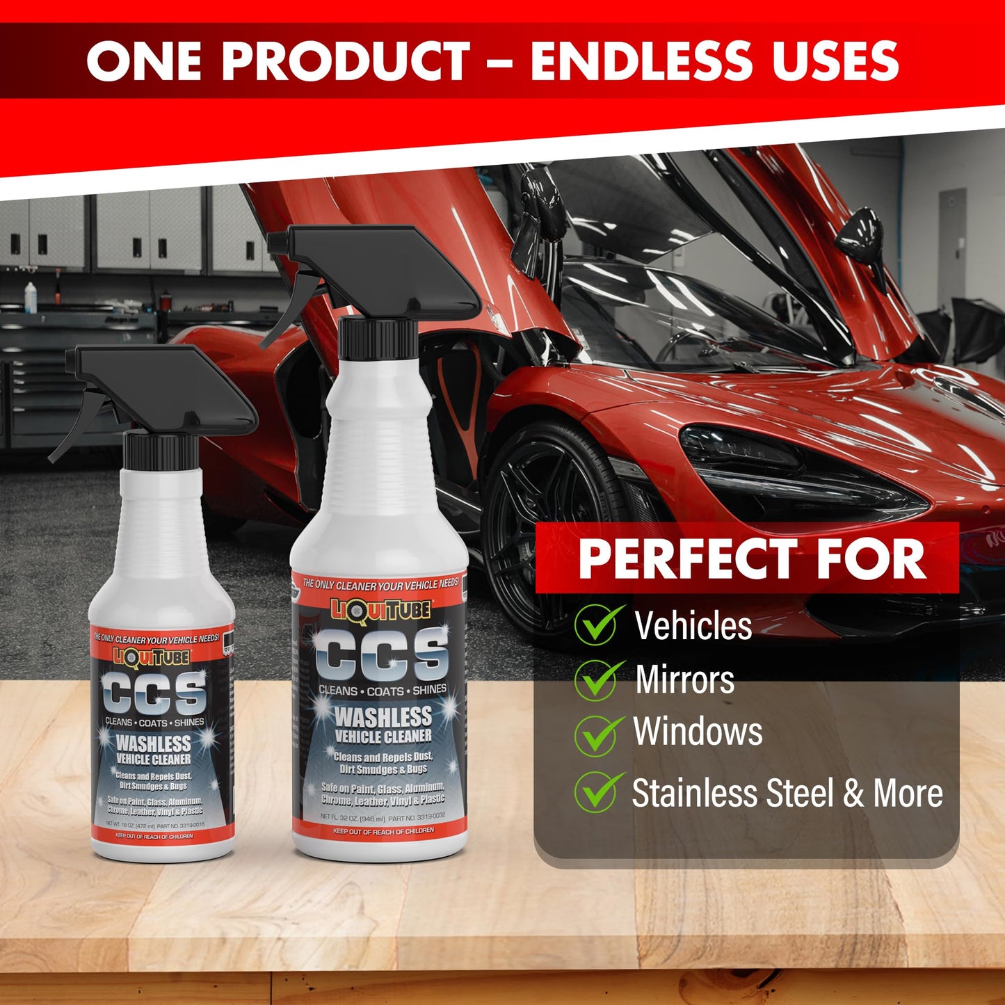 LiQuiTube CCS Multi Surface Cleaner - Bug Remover for Motorcycles, Cars, Trucks, RVs, Boats - Polymer Chain Clear Coat Ceramic Alternative - Top Coat Shine and Protection Technology (32 oz)
