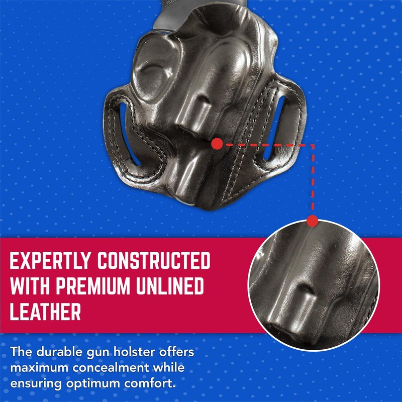 DeSantis Speed Scabbard - Leather OWB Holster for Revolver, Belt Slide Gun Holster, Precise Molding, No Thumb Break, Compatible with the Ruger LCR 1 7/8" and LCRX - Right Hand Draw, Black
