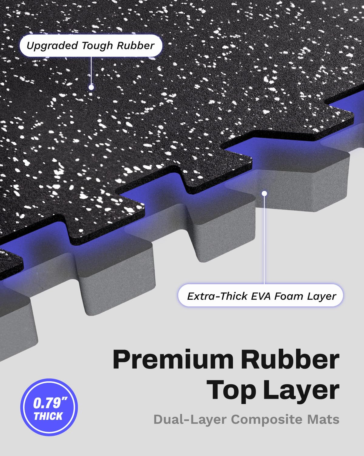 AIRHOP 0.79" Thick Gym Flooring for Home Gym, 24 Sq Ft Rubber Top Gym Mat