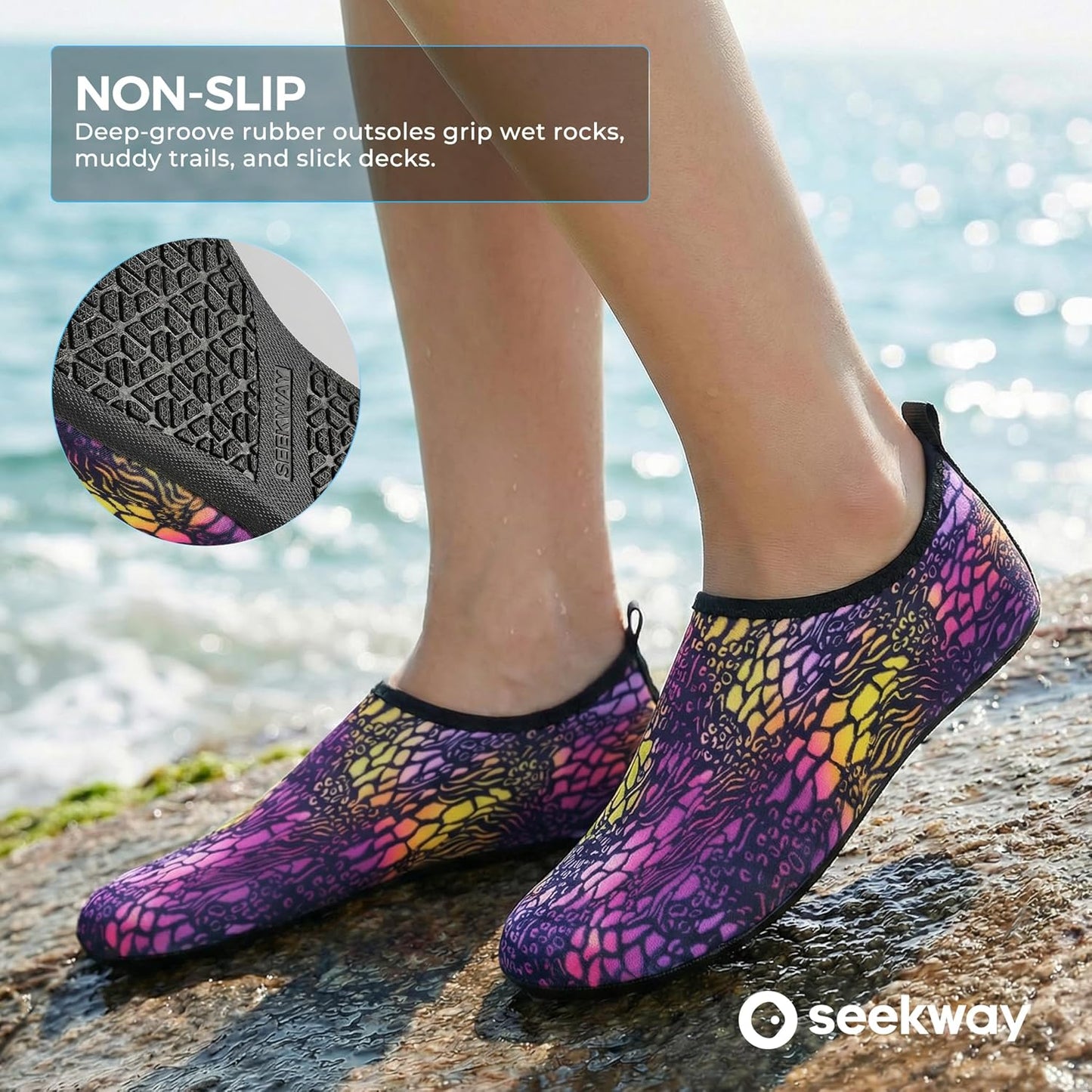 Water Shoes for Men & Women - Quick-Dry Aqua Socks with Non-Slip Design for Beach, Swim & River | Black