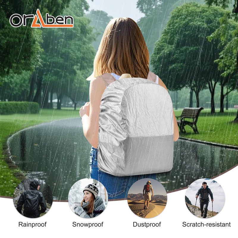 Oraben Heavy Duty Mesh Pack With Rain Cover See Through Backpack Mesh Backpack Bookbag Ideal for Class, Work, Travel, Beach Outings (Khaki)