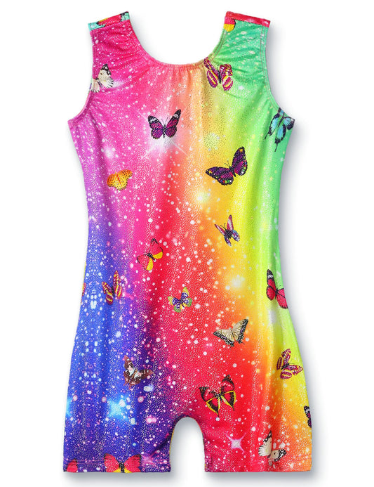 Domusgo Girls Gymnastics Leotards Tank Unitards Size 7-8 Years Old Rainbow Colorful Butterfly Gym Leos