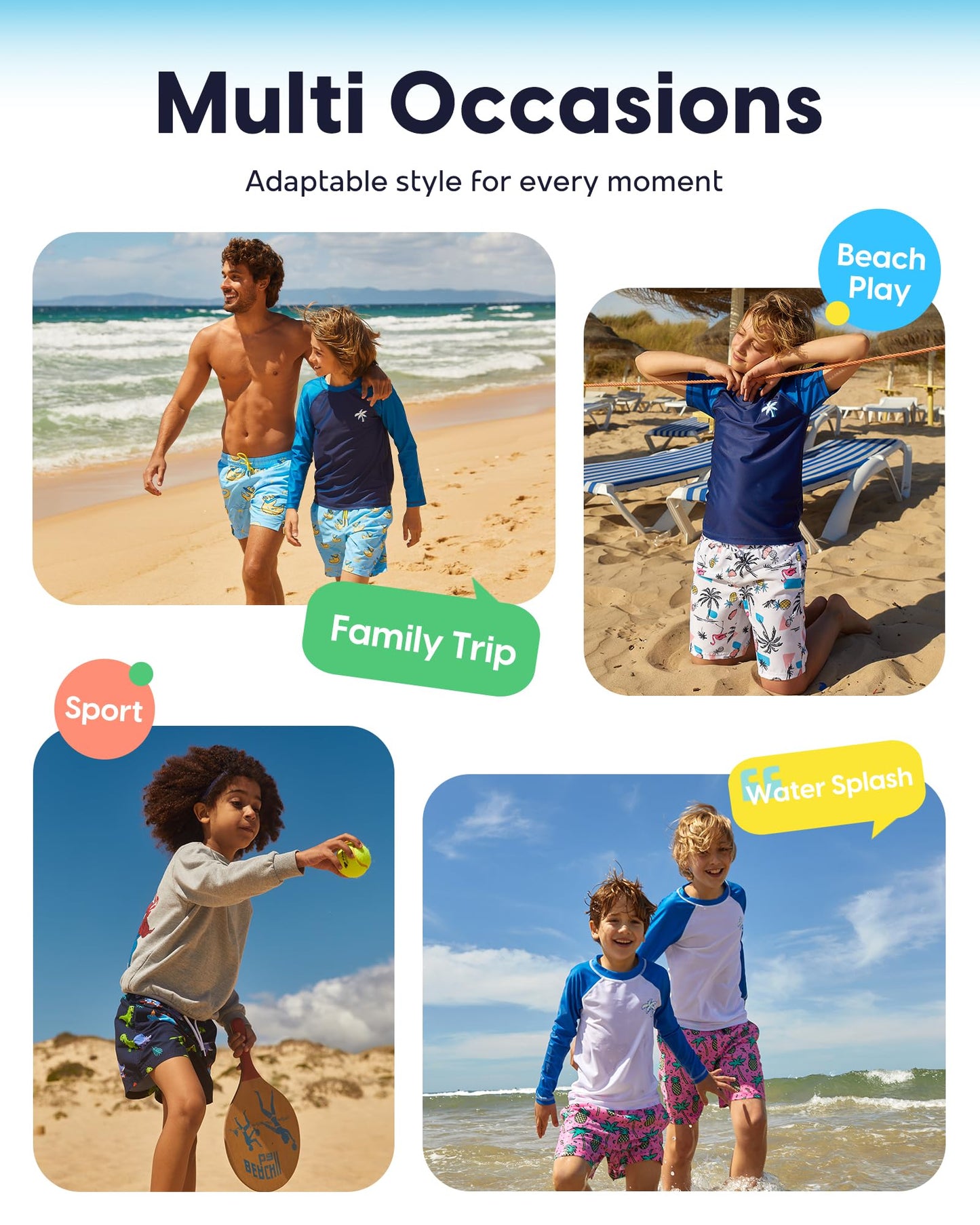 maamgic Boys Swim Trunks with Compression Liner Toddler Stretch Swim Shorts Quick Dry Swimming Trunks Boxer Brief 2 in 1 Beach Shorts Stripe Grayblue 7